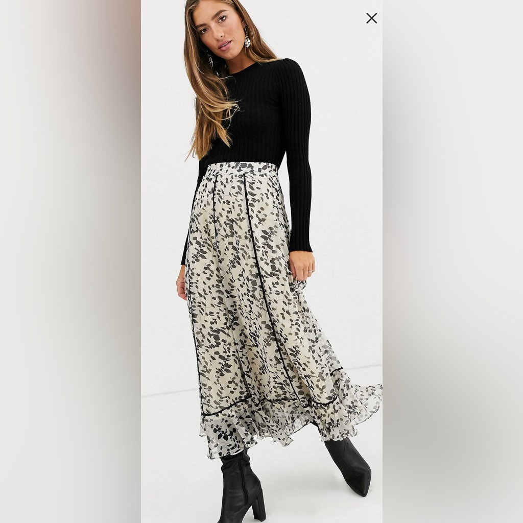 Lost Ink Maxi Skirt In Ditsy Floral